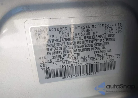 2018 Nissan Sentra S from USA, damaged, VIN 3N1AB7AP1JY340710